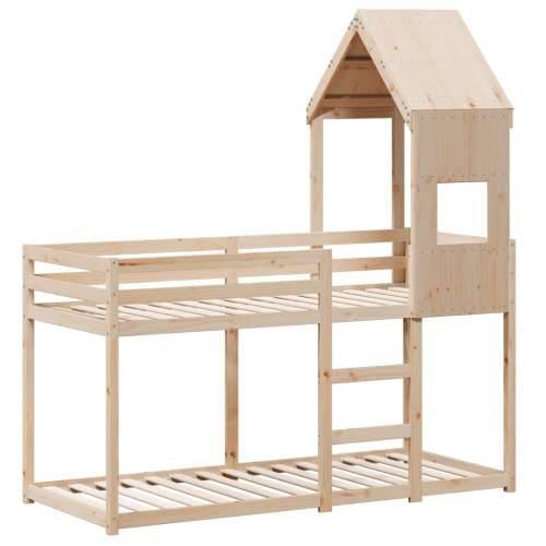 Krevet na kat s krovom 90 x 190 cm od masivne borovine - Prirodna 90 x 190 cm Cijena