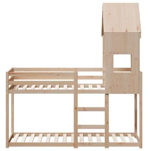 Krevet na kat s krovom 90 x 190 cm od masivne borovine - Prirodna 90 x 190 cm Cijena