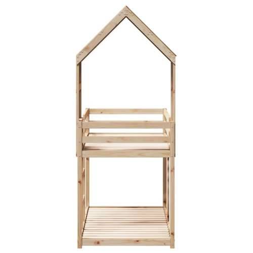 Krevet na kat s krovom 90 x 190 cm od masivne borovine - Prirodna 90 x 190 cm Cijena