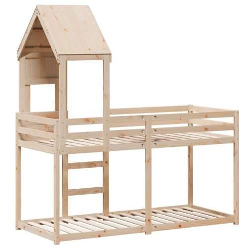 Krevet na kat s krovom 90 x 190 cm od masivne borovine - Prirodna 90 x 190 cm Cijena