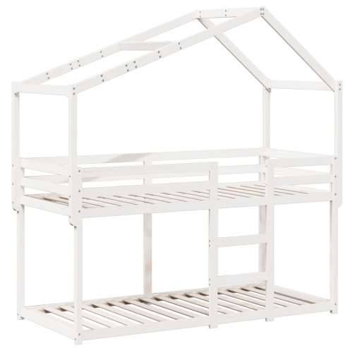 Krevet na kat s krovom bijeli 90 x 200 cm od masivne borovine - Bijela 90 x 200 cm Cijena
