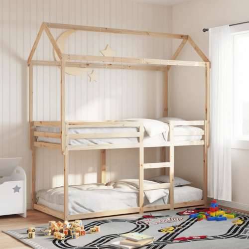 Krevet na kat s krovom 90 x 190 cm od masivne borovine - Prirodna 90 x 190 cm Cijena