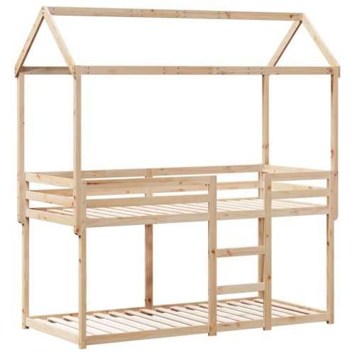 Krevet na kat s krovom 90 x 190 cm od masivne borovine - Prirodna 90 x 190 cm Cijena