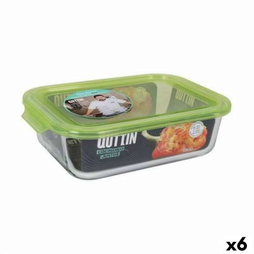 Pravokutna Kutija za Ručak s Poklopcem Quttin Zelena Pravokutno 1,5 L (6 kom.) Cijena