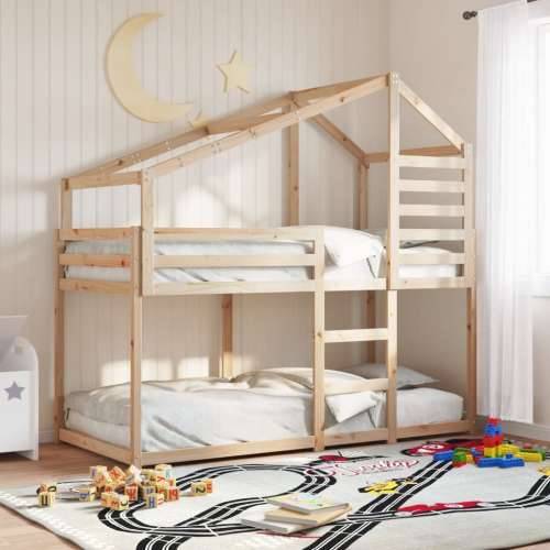Krevet na kat s krovom 90 x 200 cm od masivne borovine - Prirodna 90 x 200 cm Cijena