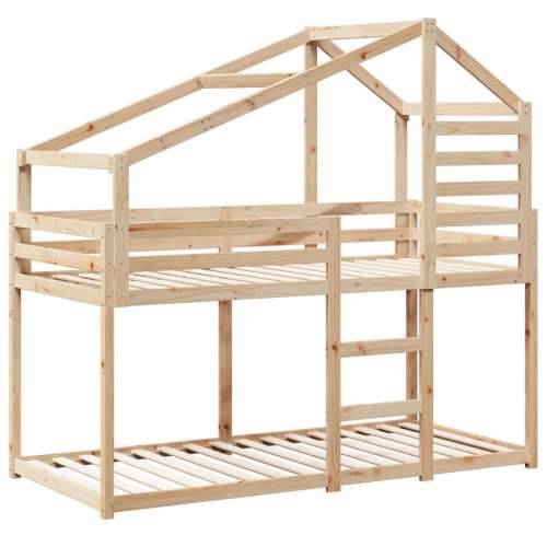 Krevet na kat s krovom 90 x 200 cm od masivne borovine - Prirodna 90 x 200 cm Cijena