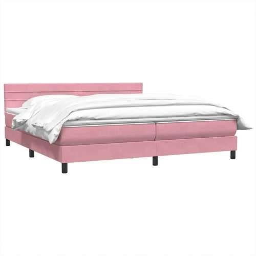 Box Spring krevet s madracem ružičasti 180x220 cm samt - Ružičasta 180 x 220 cm vodoravne pruge Cijena