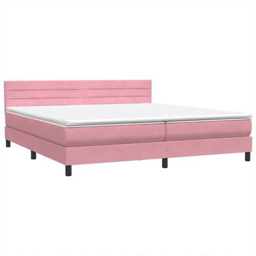 Box Spring krevet s madracem ružičasti 180x220 cm samt - Ružičasta 180 x 220 cm vodoravne pruge Cijena
