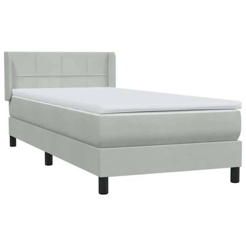 Box Spring krevet s madracem svijetlo sivi 90x210 cm baršun - Svjetlosiva 90 x 210 cm Blok s kvadratima Cijena