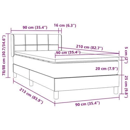 Box Spring krevet s madracem svijetlo sivi 90x210 cm baršun - Svjetlosiva 90 x 210 cm Blok s kvadratima Cijena