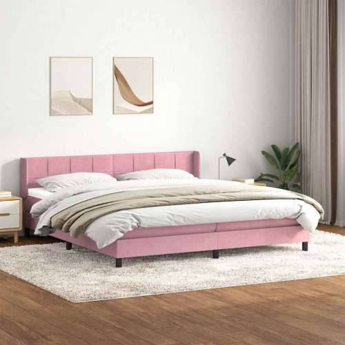 Box Spring krevet s madracem ružičasti 200x210 cm samt - Ružičasta 200 x 210 cm Blok s kvadratima Cijena