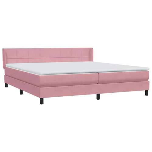 Box Spring krevet s madracem ružičasti 200x210 cm samt - Ružičasta 200 x 210 cm Blok s kvadratima Cijena