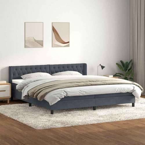 Box spring krevet s madracem tamnosivi 200x210 cm baršunasti - 200 x 210 cm Dizajn s gumbima Tamno siva Cijena