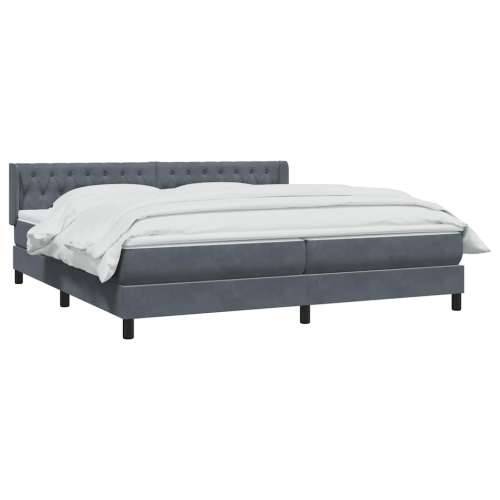 Box spring krevet s madracem tamnosivi 200x210 cm baršunasti - 200 x 210 cm Dizajn s gumbima Tamno siva Cijena