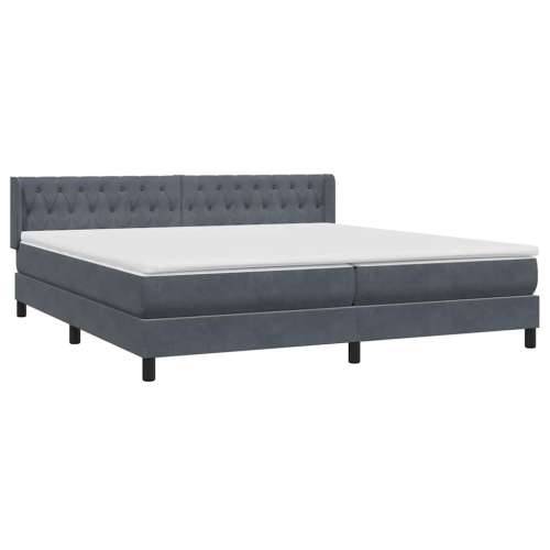 Box spring krevet s madracem tamnosivi 200x210 cm baršunasti - 200 x 210 cm Dizajn s gumbima Tamno siva Cijena