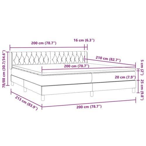 Box spring krevet s madracem tamnosivi 200x210 cm baršunasti - 200 x 210 cm Dizajn s gumbima Tamno siva Cijena