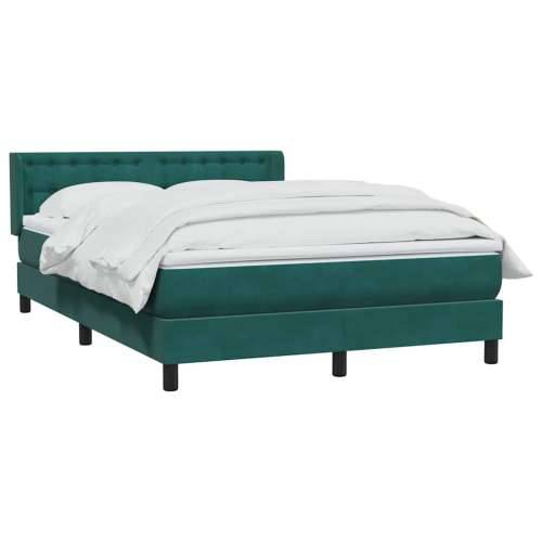 Box spring krevet s madracem tamnozeleni 140x210 cm baršunasti - 140 x 210 cm gumbi Tamnozelena Cijena