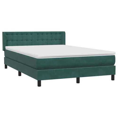 Box spring krevet s madracem tamnozeleni 140x210 cm baršunasti - 140 x 210 cm gumbi Tamnozelena Cijena