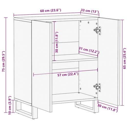 Komoda crna 60x33x75 cm Puno drvo Mango Cijena