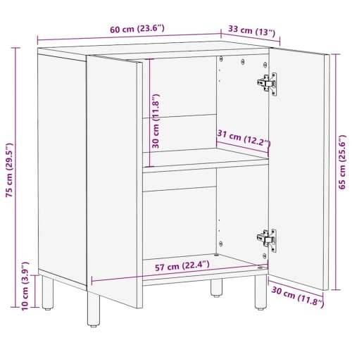 Komoda smeđa 60x33x75 cm Puno drvo Mango - Smeđa 1 drvo manga Cijena