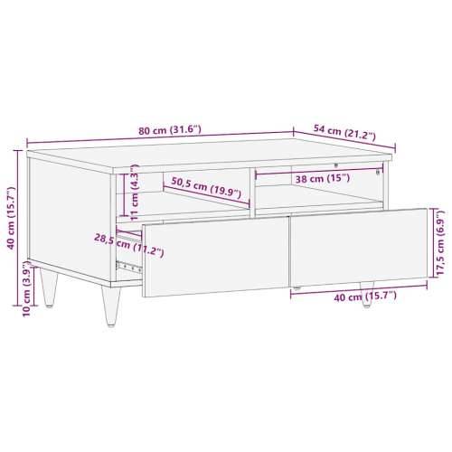 Stol za kavu svijetlo sivi 80x54x40 cm Puno drvo Mango Cijena