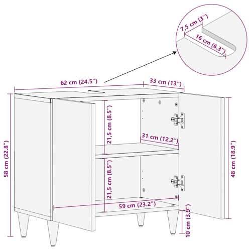 Kupaonski ormarić za Lavabo - Umivaonik 62x33x58 cm masivno drvo manga Cijena