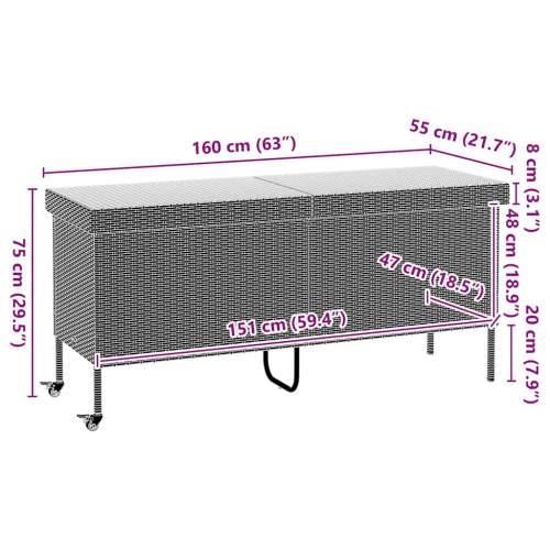 Vrtna kutija za pohranu s kotačima siva 160x55x75 cm poliratan - Siva 160 x 55 x 75 cm Cijena