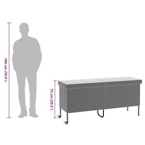 Vrtna kutija za pohranu s kotačima siva 160x55x75 cm poliratan - Siva 160 x 55 x 75 cm Cijena
