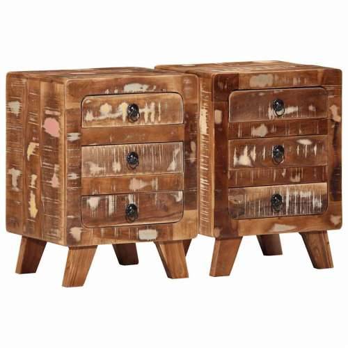 Noćni ormarić 2 kom 37x32x50 cm Obrađeno puno drvo - 2 masivno obnovljeno drvo Cijena