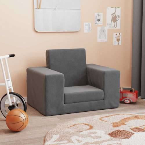 Dječji kauč na razvlačenje antracit mekani plišani - Antracit Sofa Cijena