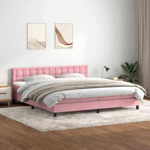 Box Spring krevet s madracem ružičasti 180x220 cm samt - Ružičasta 180 x 220 cm gumbi Cijena