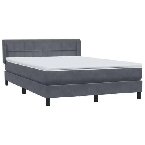 Box spring krevet s madracem tamnosivi 140x210 cm baršunasti - Tamno siva 140 x 210 cm Blok s kvadratima Cijena