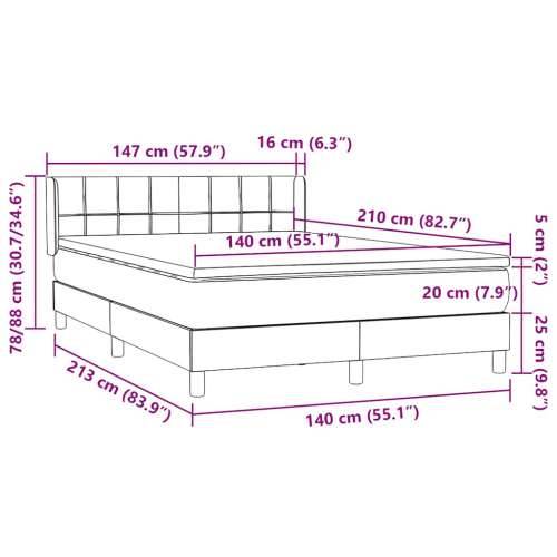 Box spring krevet s madracem tamnosivi 140x210 cm baršunasti - Tamno siva 140 x 210 cm Blok s kvadratima Cijena