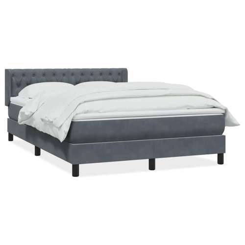 Box spring krevet s madracem tamnosivi 140x210 cm baršunasti - 140 x 210 cm Dizajn s gumbima Tamno siva Cijena