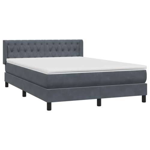 Box spring krevet s madracem tamnosivi 140x210 cm baršunasti - 140 x 210 cm Dizajn s gumbima Tamno siva Cijena