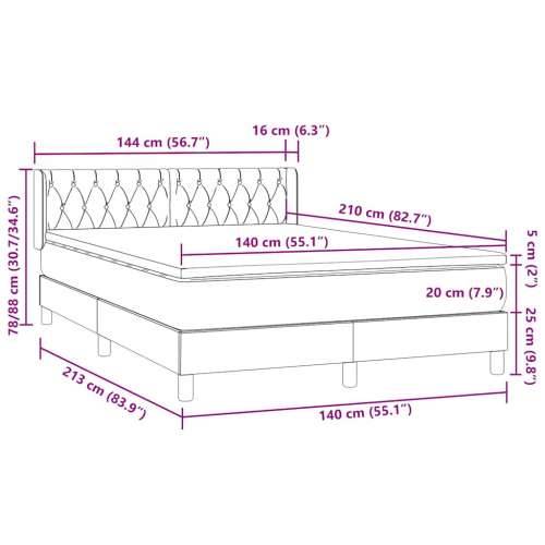 Box spring krevet s madracem tamnosivi 140x210 cm baršunasti - 140 x 210 cm Dizajn s gumbima Tamno siva Cijena