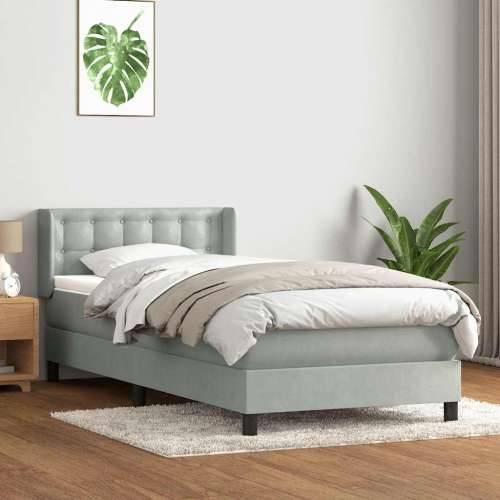 Box Spring krevet s madracem svijetlo sivi 80x210 cm baršun - 80 x 210 cm gumbi Svjetlosiva Cijena