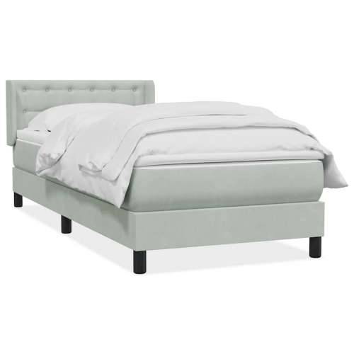 Box Spring krevet s madracem svijetlo sivi 80x210 cm baršun - 80 x 210 cm gumbi Svjetlosiva Cijena
