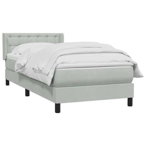 Box Spring krevet s madracem svijetlo sivi 80x210 cm baršun - 80 x 210 cm gumbi Svjetlosiva Cijena