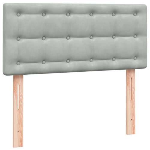 Box Spring krevet s madracem svijetlo sivi 80x210 cm baršun - 80 x 210 cm gumbi Svjetlosiva Cijena