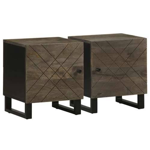 Noćni ormarići 2 kom crni 40x33x46 cm od masivnog drva manga - 2 Cijena