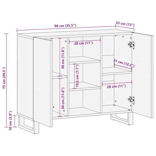 Komoda crna 90x33x75 cm Puno drvo Mango Cijena