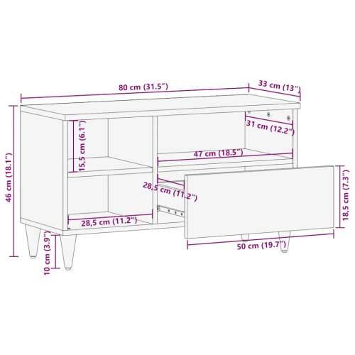 TV ormarić crni 80x33x46 cm od masivnog drva manga Cijena