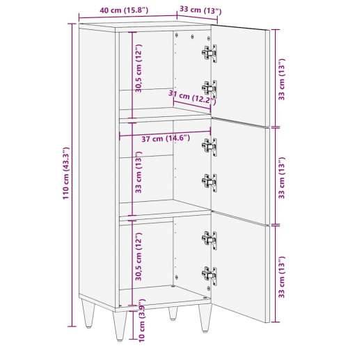 Visoka komoda 40x33x110 cm od masivnog drva manga Cijena