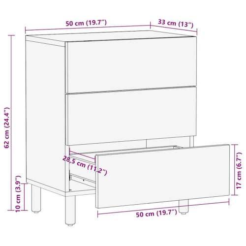 Krevetni ormarić crni 50x33x62 cm Puno grubo drvo Mango Cijena