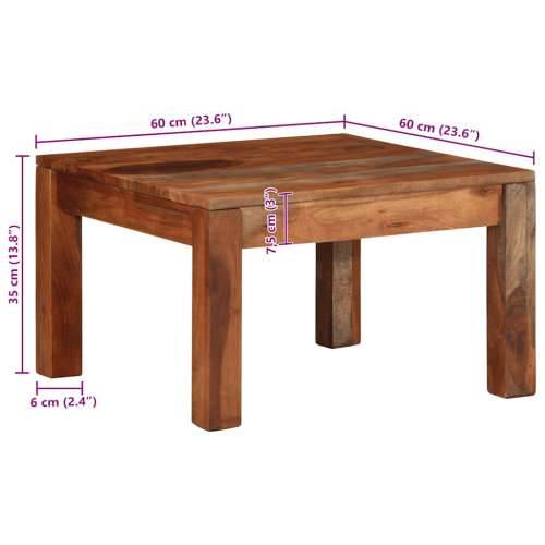 Stol za kavu 60x60x35 cm puno drvo bagrem - Prirodna 1 Cijena