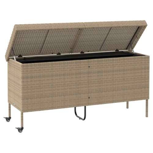 Vrtna kutija za pohranu s kotačima bež 160x55x75 cm poliratan - Bež 160 x 55 x 75 cm Cijena