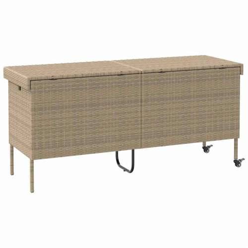 Vrtna kutija za pohranu s kotačima bež 160x55x75 cm poliratan - Bež 160 x 55 x 75 cm Cijena