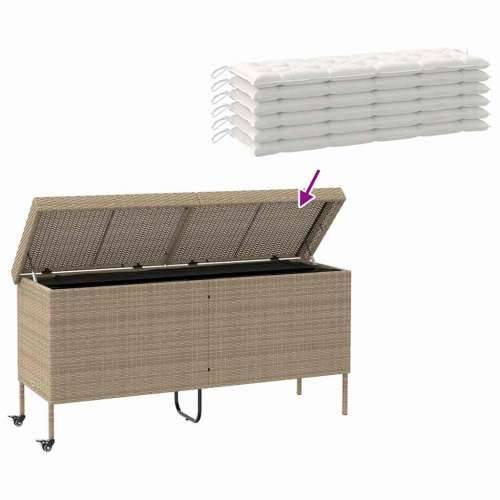 Vrtna kutija za pohranu s kotačima bež 160x55x75 cm poliratan - Bež 160 x 55 x 75 cm Cijena