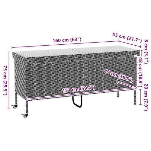 Vrtna kutija za pohranu s kotačima bež 160x55x75 cm poliratan - Bež 160 x 55 x 75 cm Cijena